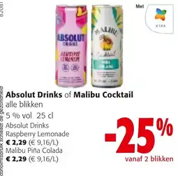 Colruyt Absolut Drinks of Malibu Cocktail aanbieding