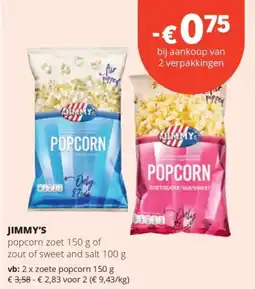 Spar Jimmy's popcorn aanbieding