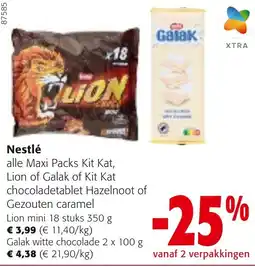 Colruyt NestlÃ© alle Maxi Packs Kit Kat, Lion of Galak of Kit Kat chocoladetablet Hazelnoot of Gezouten caramel aanbieding