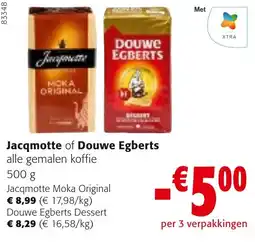 Colruyt Jacqmotte of Douwe Egberts alle gemalen koffie aanbieding