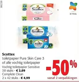 Colruyt Scottex toilet papier Pure Skin Care 3 aanbieding