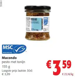 Colruyt Macondo pesto met tonijn aanbieding