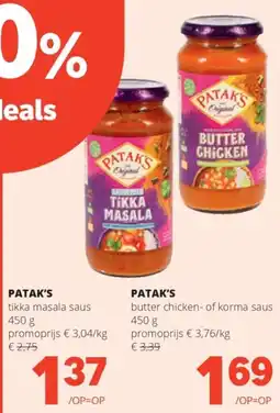 Spar Patak's tikka masala saus aanbieding