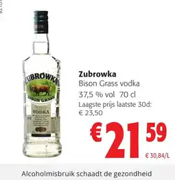 Colruyt Zubrowka bison grass vodka aanbieding