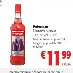 Colruyt Peterman neuzeke jenever aanbieding