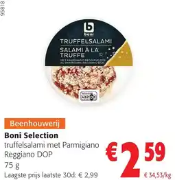 Colruyt Boni Selection truffelsalami met Parmigiano Reggiano DOP aanbieding