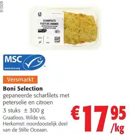 Colruyt Boni Selection gepaneerde scharfilets met peterselie en citroen aanbieding