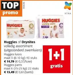 Colruyt Huggies of Drynites volledig assortiment aanbieding
