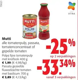 Colruyt Mutti alle tomatenpulp, passata, tomatenconcentraat of gepelde tomaten aanbieding