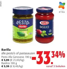 Colruyt Barilla alle pesto's of pastasauzen aanbieding