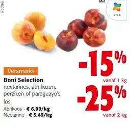 Colruyt Boni Selection nectarines, abrikozen, perziken of paraguayos aanbieding