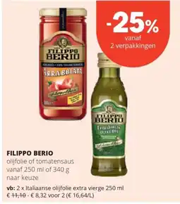 Spar filippo berio olijfolie of tomatensaus aanbieding