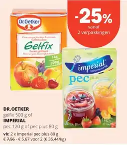 Spar dr.oetker gelfix of imperial pec plus aanbieding