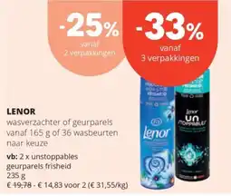 Spar Lenor wasverzachter of geurparels aanbieding