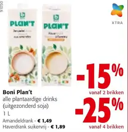Colruyt Boni Plan't alle plantaardige drinks aanbieding