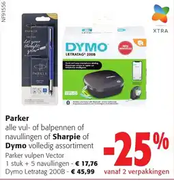 Colruyt Parker alle vul- of balpennen of navullingen of Sharpie of Dymo volledig assortiment aanbieding