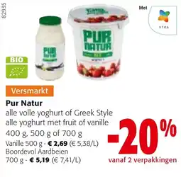 Colruyt Pur Natur yoghurt aanbieding