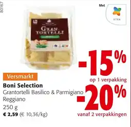 Colruyt Boni Selection Grantortelli Basilico & Parmigiano Reggiano aanbieding