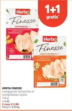 Spar Herta finesse ovengegrilde kalkoenfilet of ovengebakken kipfilet aanbieding