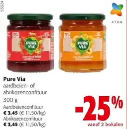 Colruyt Pure Via aardbeien- of abrikozenconfituur aanbieding