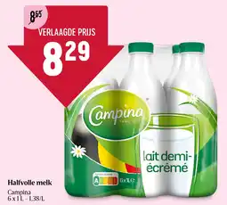 Delhaize Halfvolle melk Campina aanbieding