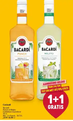 Delhaize Cocktail Bacardi Punch of Mojito aanbieding