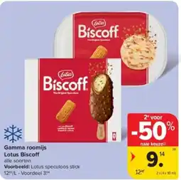 Carrefour Gamma roomijs Lotus Biscoff aanbieding