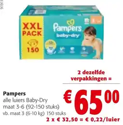 Colruyt Pampers alle luiers Baby-Dry aanbieding