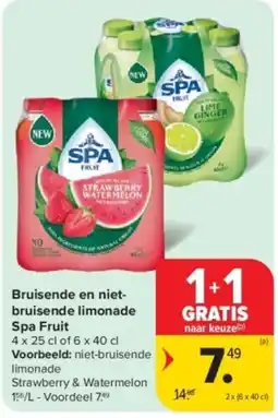 Carrefour Bruisende en niet-bruisende limonade Spa Fruit aanbieding