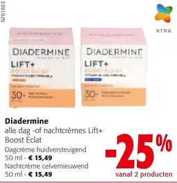 Colruyt Diadermine alle dag -of nachtcrèmes Lift+ Boost Eclat aanbieding