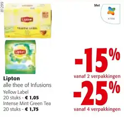 Colruyt Lipton alle thee of Infusions aanbieding