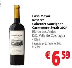 Colruyt Casa Mayor Reserva Cabernet Sauvignon-Carmenere-Syrah aanbieding