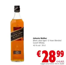 Colruyt Johnnie Walker black label aged 12 years blended scotch whisky aanbieding