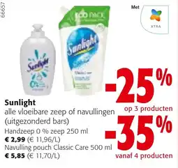 Colruyt Sunlight alle vloeibare zeep of navullingen aanbieding