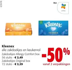 Colruyt Kleenex zakdoekjes en keukenrol aanbieding