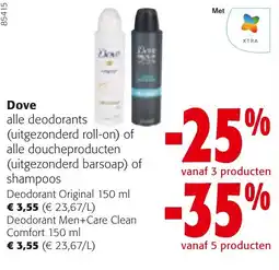 Colruyt Dove alle deodorants of alle douche producten of shampoos aanbieding