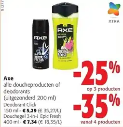 Colruyt Axe alle douche producten of deodorants aanbieding