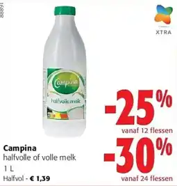 Colruyt Campina halfvolle of volle melk aanbieding