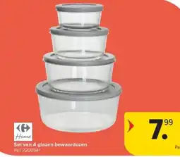 Carrefour Set van 4 glazen bewaardozen aanbieding