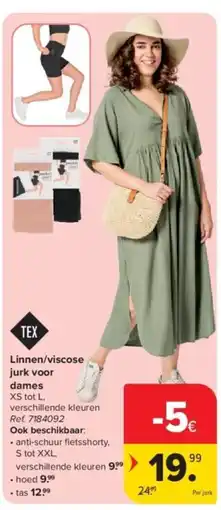Carrefour Linnen/viscose jurk voor dames aanbieding