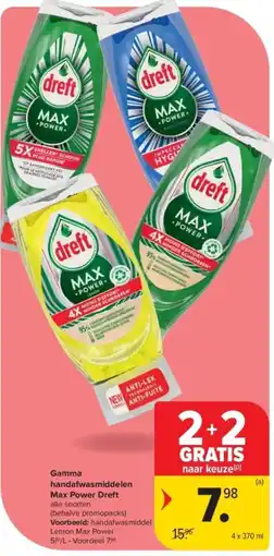 Carrefour Gamma handafwasmiddelen Max Power Dreft aanbieding