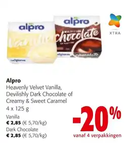 Colruyt Alpro heavenly velvet vanilla, devilishly dark chocolate of creamy & sweet caramel aanbieding