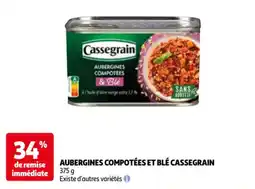 Auchan aubergines compotées et blé cassegrain aanbieding