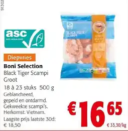 Colruyt Diepvries Boni Selection Black Tiger Scampi Groot aanbieding