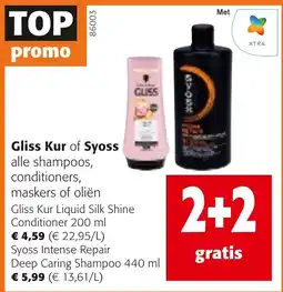 Colruyt Gliss Kur of Syoss alle shampoos, conditioners, maskers of oliën aanbieding