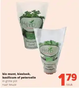 Spar bio munt, bieslook, basilicum of peterselie aanbieding