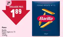 Delhaize Pasta Barilla Penne rigate nr. 73 aanbieding
