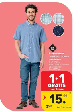 Carrefour Fantasiehemd met korte mouwen voor heren aanbieding