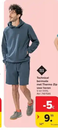 Carrefour Technical bermuda met Thermo Zip voor heren aanbieding
