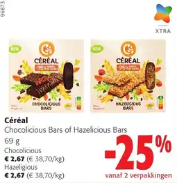 Colruyt Céréal Chocolicious Bars of Hazelicious Bars aanbieding